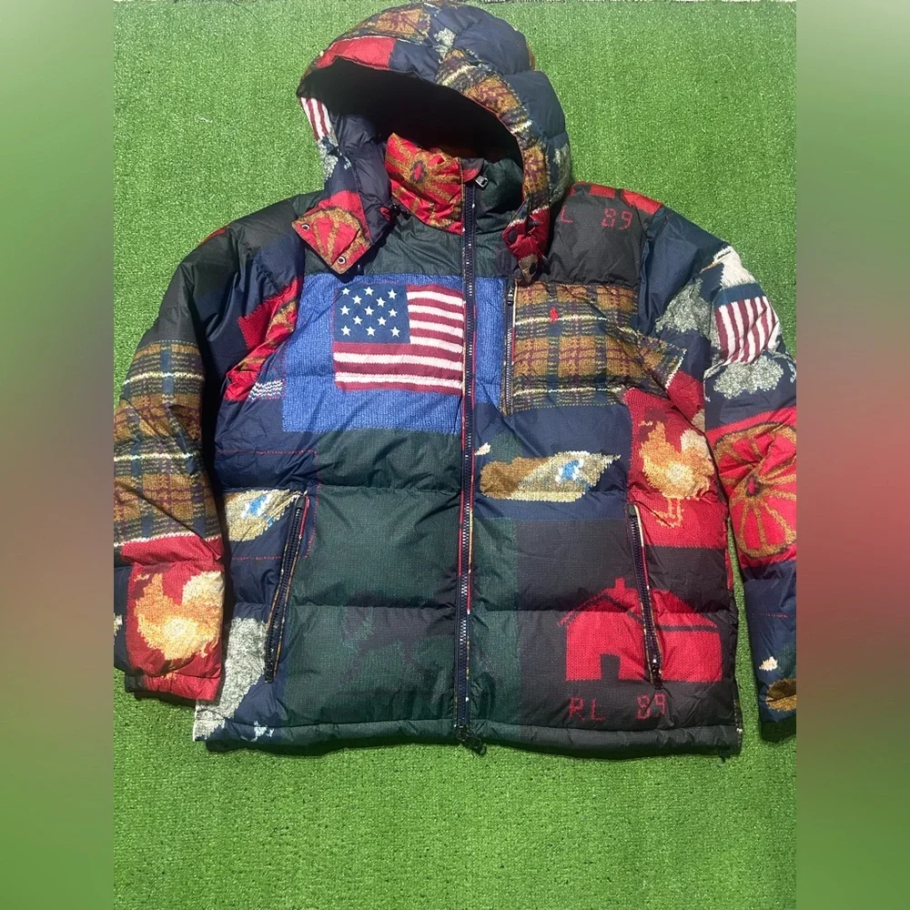 Polo Ralph Lauren Country USA Flag Patchwork Down Jacket Coat Size 2XL $398 - Picture 1 of 9